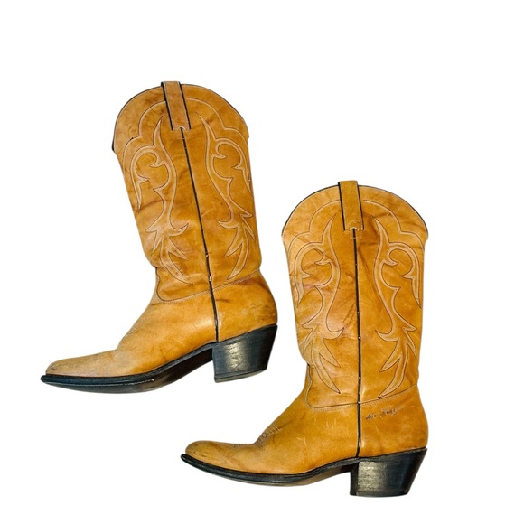 Vintage 80s Kenny Rogers Tan Leather Cowboy Boots - Picture 10 of 15